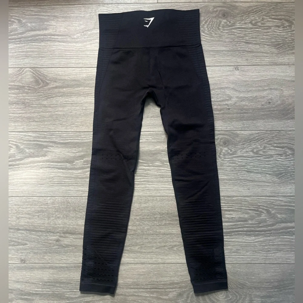 Gymshark Black Énergie Yoga Run Pilates Active Workout Exercise Leggings Size XS - Picture 5 of 7